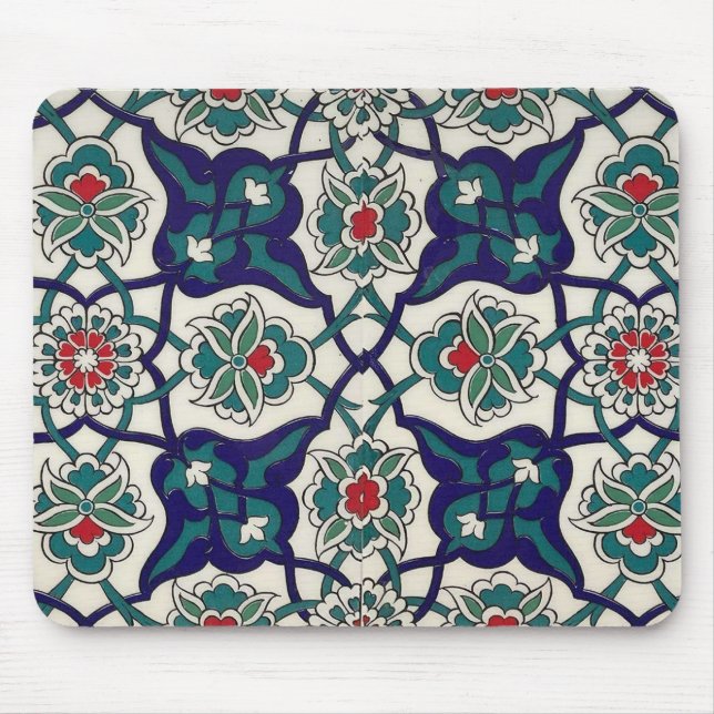 Turkish  Blue Ceramic Floral Mouse Mat (Front)