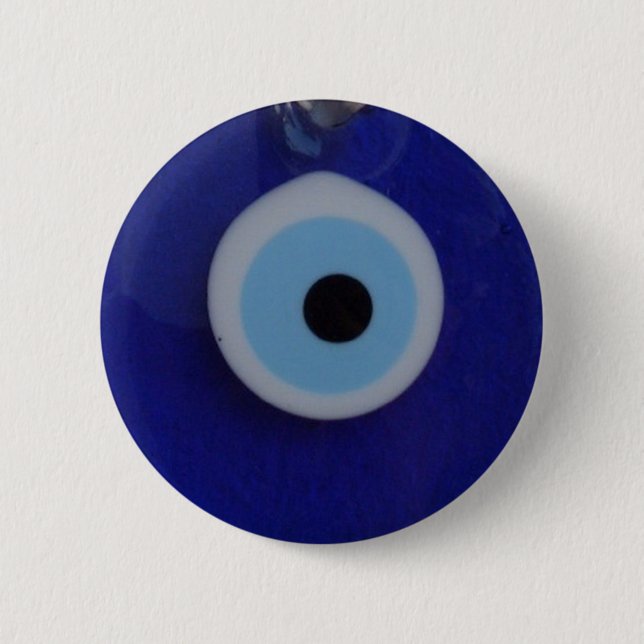 TURKISH BLUE GLASS EVIL EYE AMULET  Button (Front)