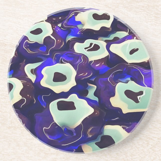 Turkish Boncuk Eye Shaped Amulet Bizarre Art Coaster (Front)