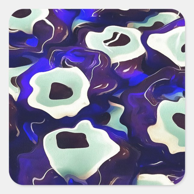 Turkish Boncuk Eye Shaped Amulet Bizarre Art Square Sticker (Front)