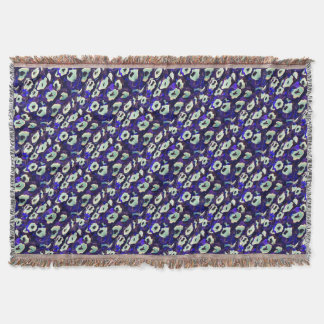 Turkish Boncuk Eye Shaped Amulet Bizarre Art Throw Blanket