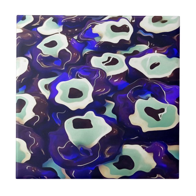 Turkish Boncuk Eye Shaped Amulet Bizarre Art Tile (Front)