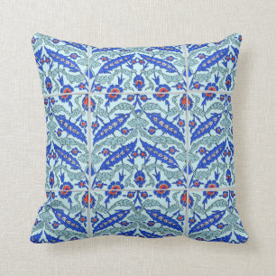 Turkish Border Turquoise Blue American MoJo Pillow