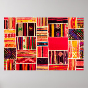 Turkish carpet patchwork handmade. Patchwork patte Poster
