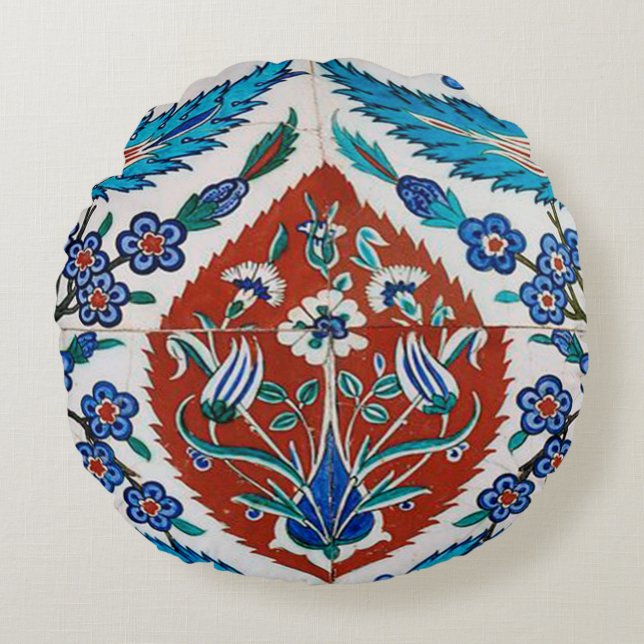 Turkish Ceramic Floral Round Cushion (Front)