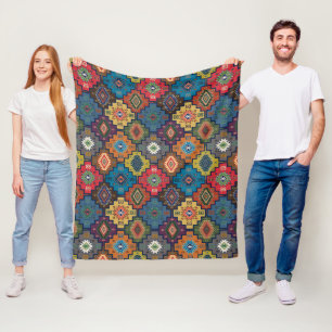 Turkish Colorful Ethnic Motif Pattern  Fleece Blanket