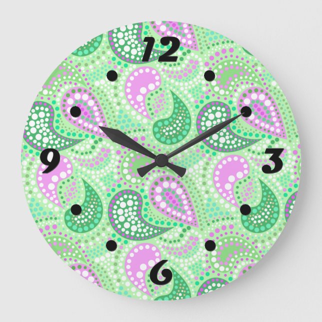 Turkish cucumbers abstract polka dot pattern  large clock (Front)
