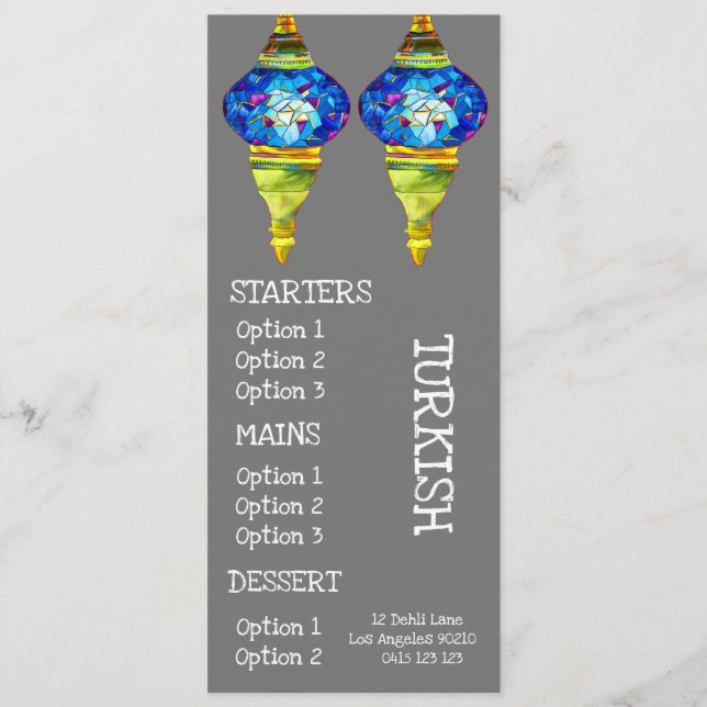 Turkish cuisine restaurant dinner menu (Front)