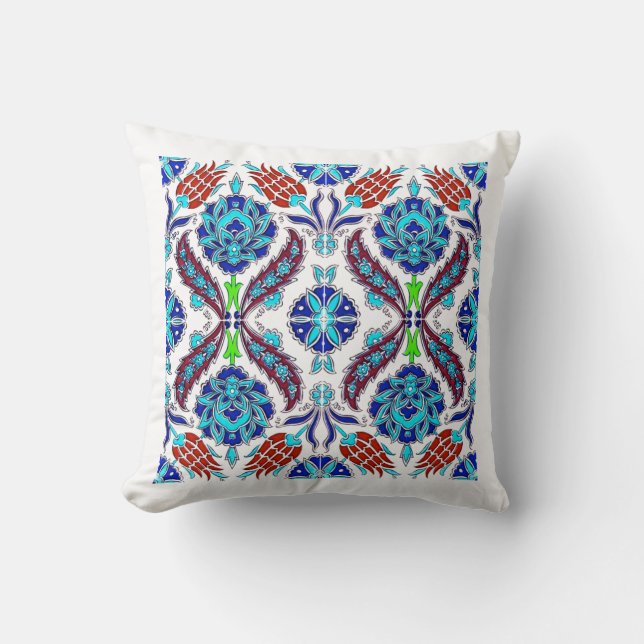 Turkish Design in  Blue Colour with Tulips  Cushion (Front)