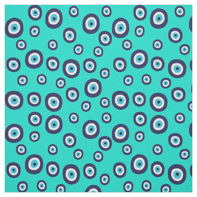 Turkish Evil Eye Navy and Turquoise Blue Fabric (Swatch)