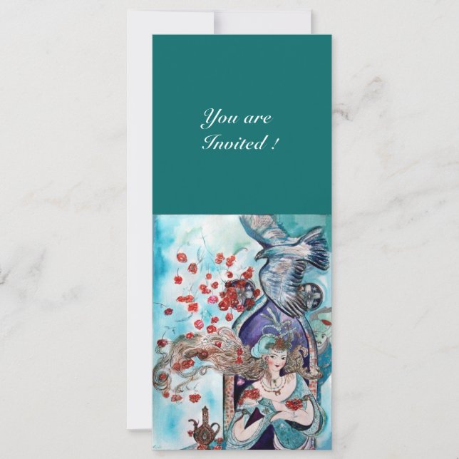 TURKISH FAIRY TALE ,bright red blue white green Invitation (Front)