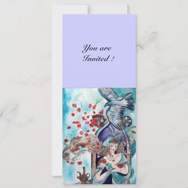 TURKISH FAIRY TALE ,bright red blue white Invitation (Front)