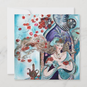 TURKISH FAIRY TALE ,bright red blue white pink Announcement