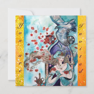 TURKISH FAIRY TALE ,bright red blue yellow sparkle Invitation