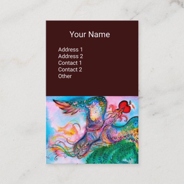 TURKISH FAIRY TALE / FLYING PHOENIX WITH APPLE BUSINESS CARD (Front)