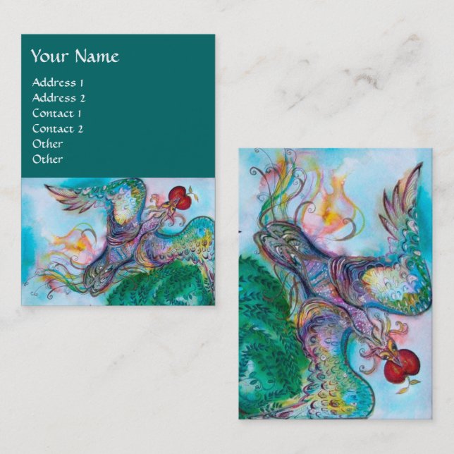 TURKISH FAIRY TALE / FLYING PHOENIX WITH APPLE BUSINESS CARD (Front/Back)