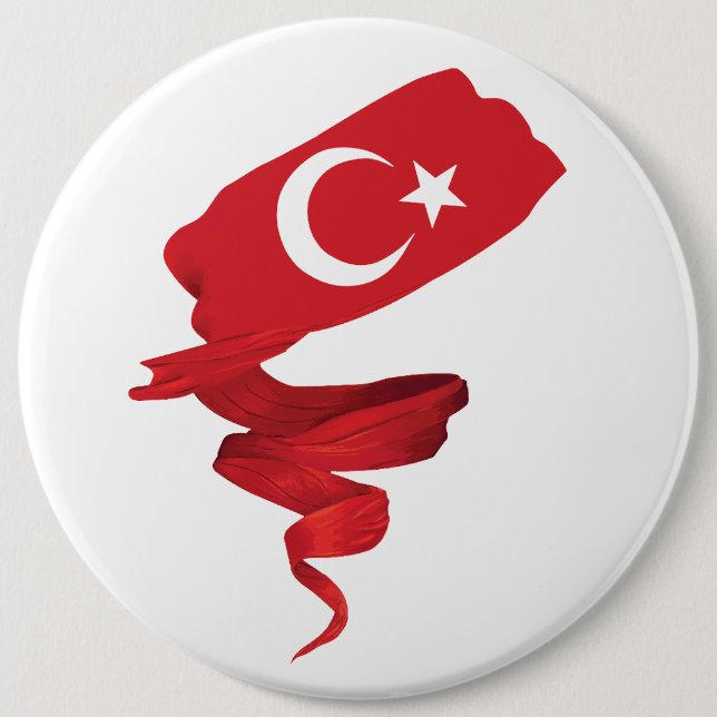 Turkish flag 6 cm round badge (Front)