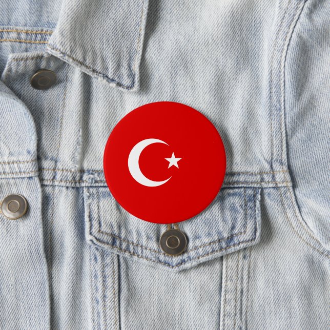 Turkish flag 7.5 cm round badge (In Situ)