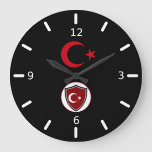 Turkish flag and Emblem Large Clock