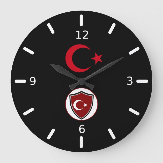 Turkish flag and Emblem Large Clock (Front)