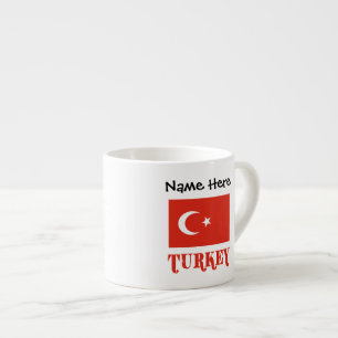Turkish Flag and Turkey Personalised  Espresso Cup