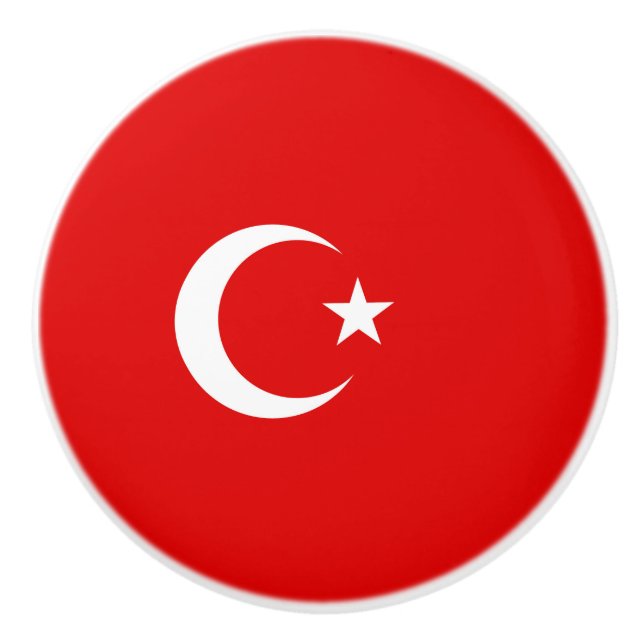 Turkish flag ceramic knob (Front)