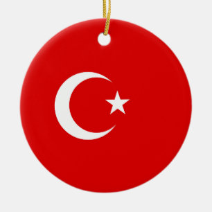 Turkish flag ceramic tree decoration