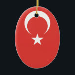 Turkish Flag Ceramic Tree Decoration<br><div class="desc">The Funniest Ornaments, T-shirts, Hoodies, Stickers, Buttons and Novelty gifts from http://www.Shirtuosity.com.</div>