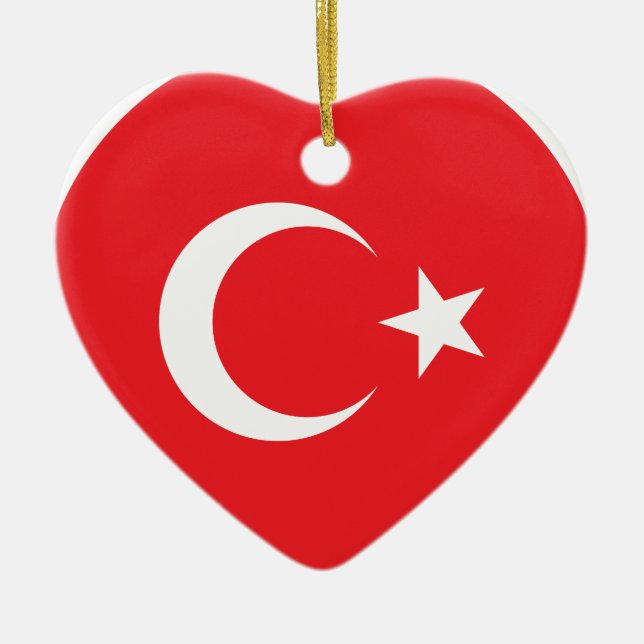 Turkish Flag Circle Ceramic Tree Decoration (Front)