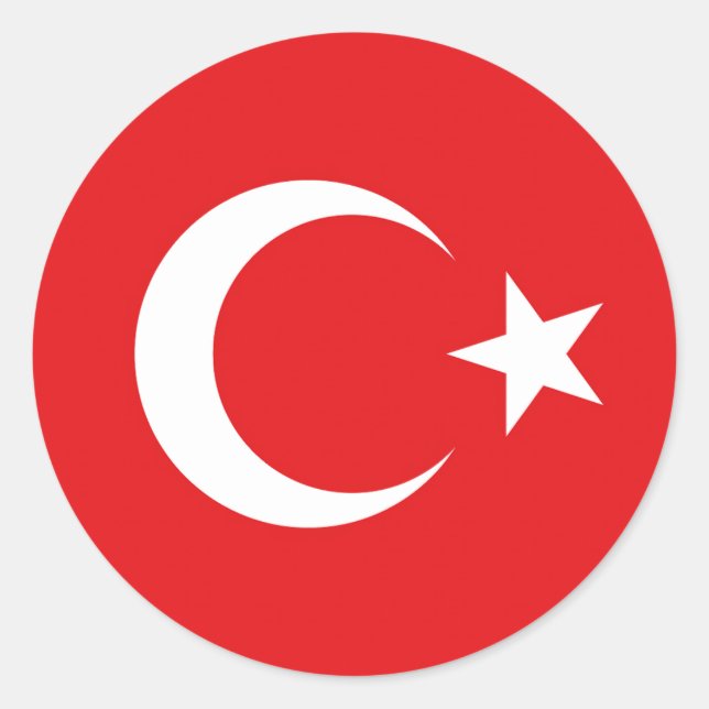 Turkish flag classic round sticker (Front)