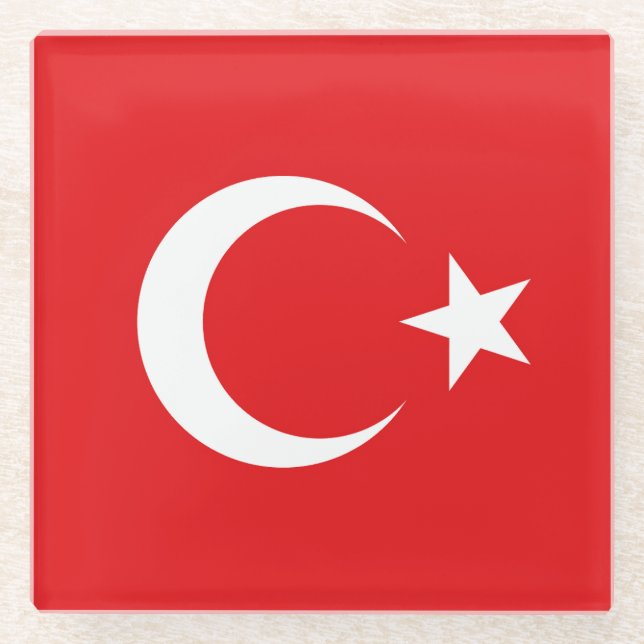 Turkish flag glass coaster (Front)