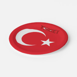 Turkish flag paper plate