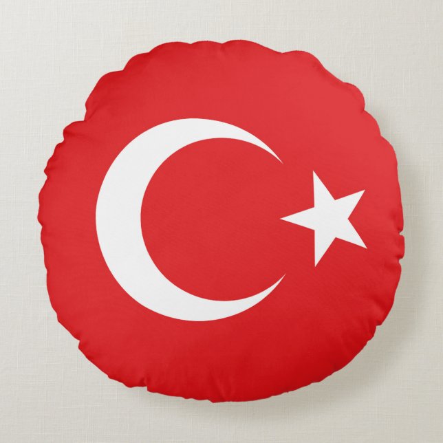 Turkish flag round cushion (Front)