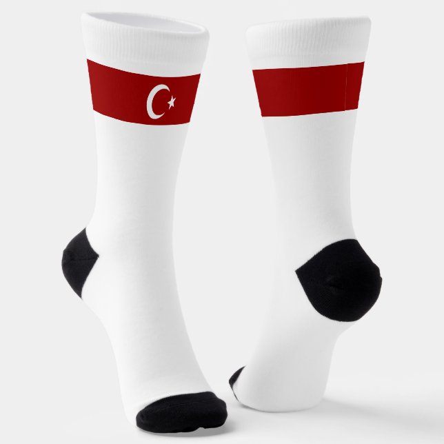 Turkish flag socks (Angled)