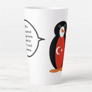 Turkish Flag Talking Ms. Penguin Personalised Latte Mug