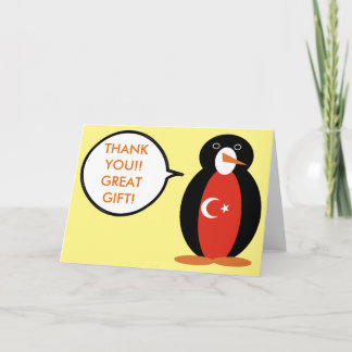 Turkish Flag Talking Ms. Penguin Thank You Card
