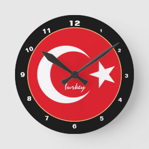 Turkish Flag, Turkey patriotic Home / design Round Clock