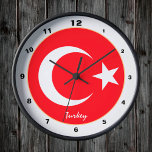 Turkish Flag, Turkey trendy Home /design clock<br><div class="desc">Wall Clock: Patriotic Turkey & Turkish Flag fashionable home design - love my country,  travel,  holiday,  national patriots / sports fans</div>
