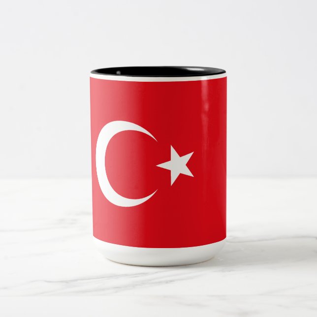 Turkish Flag (Turkey) Two-Tone Coffee Mug (Center)