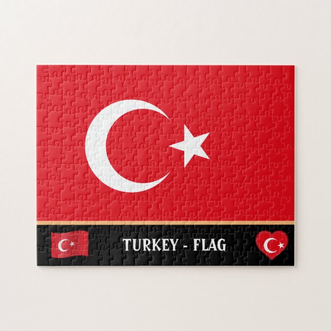 Turkish Flag & Turkish country / Turkey Jigsaw Puzzle (Horizontal)