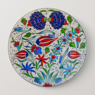 Turkish floral design 10 cm round badge