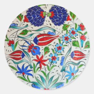 Turkish floral design classic round sticker