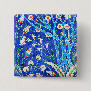 Turkish floral tiles 15 cm square badge