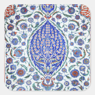 Turkish floral tiles square sticker