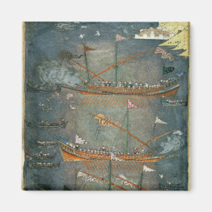 Turkish galleys in battle, c.1636 magnet