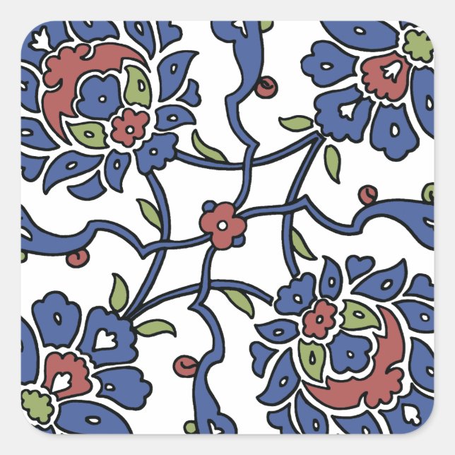Turkish garden flower composition 1 square sticker (Front)