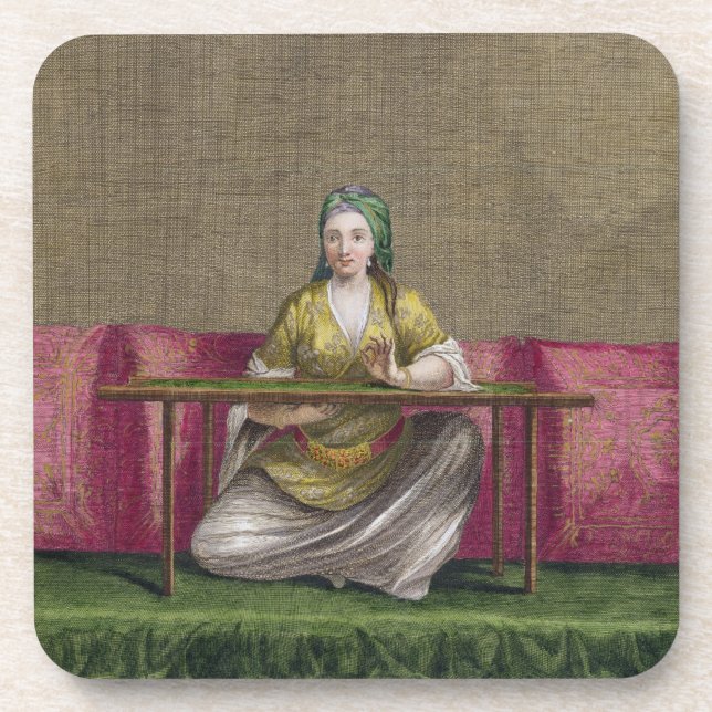 Turkish Girl, embroidering, 18th century (engravin Coaster (Front)
