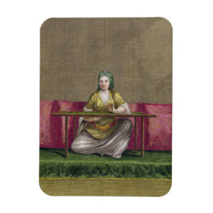 Turkish Girl, embroidering, 18th century (engravin Magnet