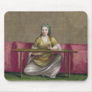 Turkish Girl, embroidering, 18th century (engravin Mouse Mat
