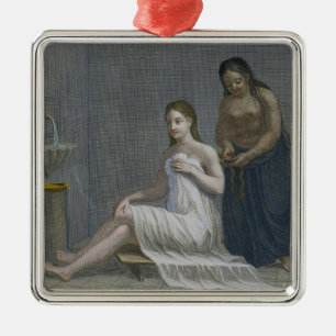 Turkish Girl, having her hair braided in the baths Metal Tree Decoration